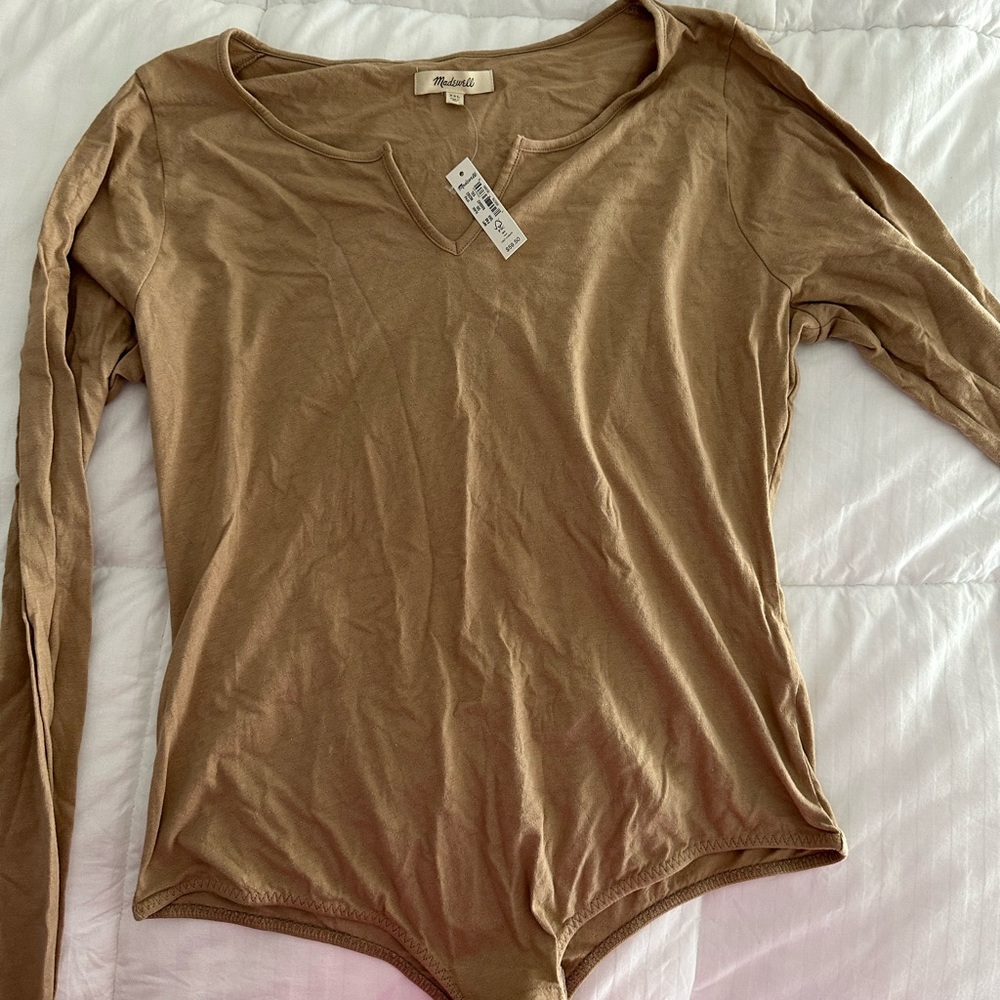 Madewell Women's Tan Long Sleeve Bodysuit